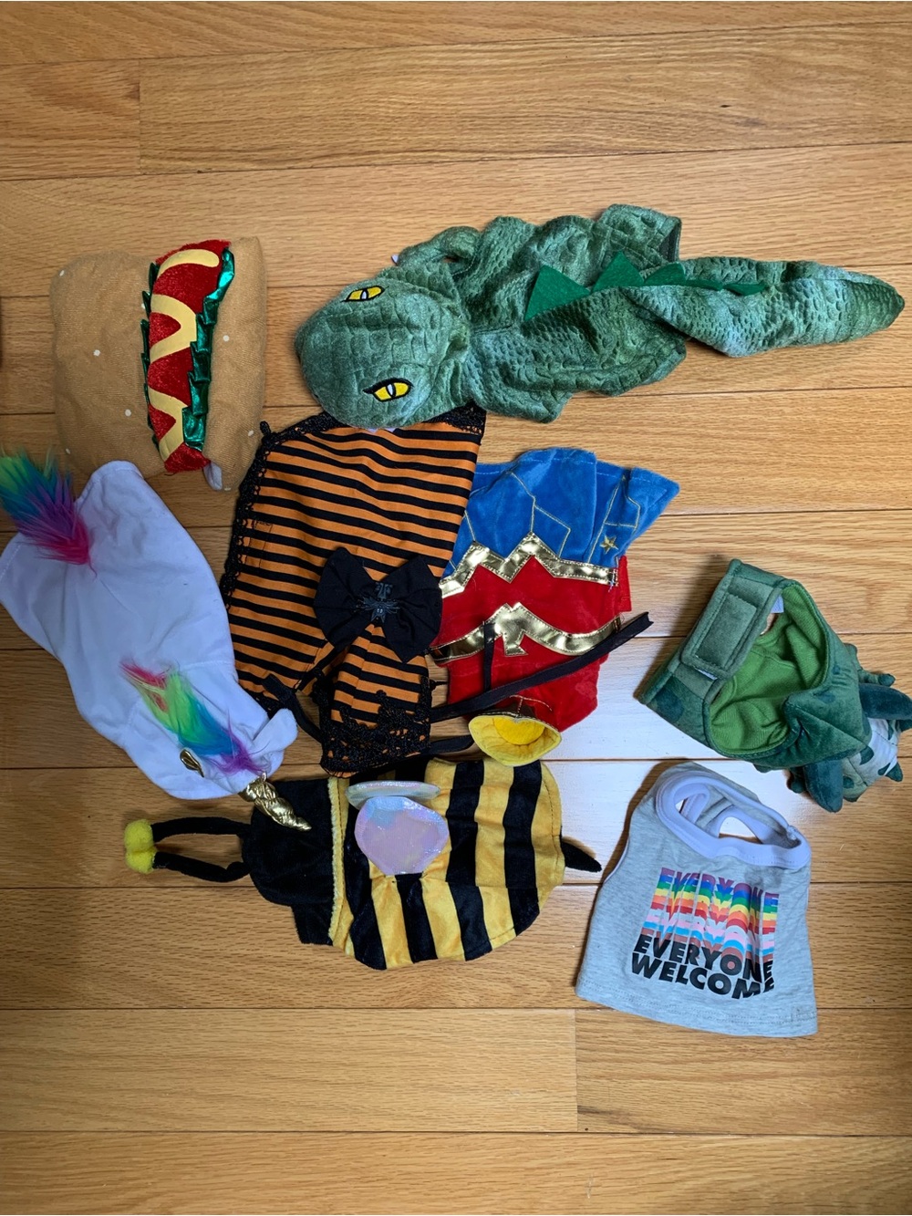 Bundle of 8 extra small pet costumes